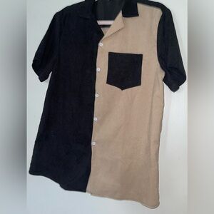 Men's Colorblock Two color Micro Corduroy Button Shirt